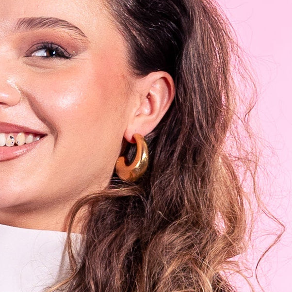 Boucles d’Oreilles Créoles Bombées Larges Dorées