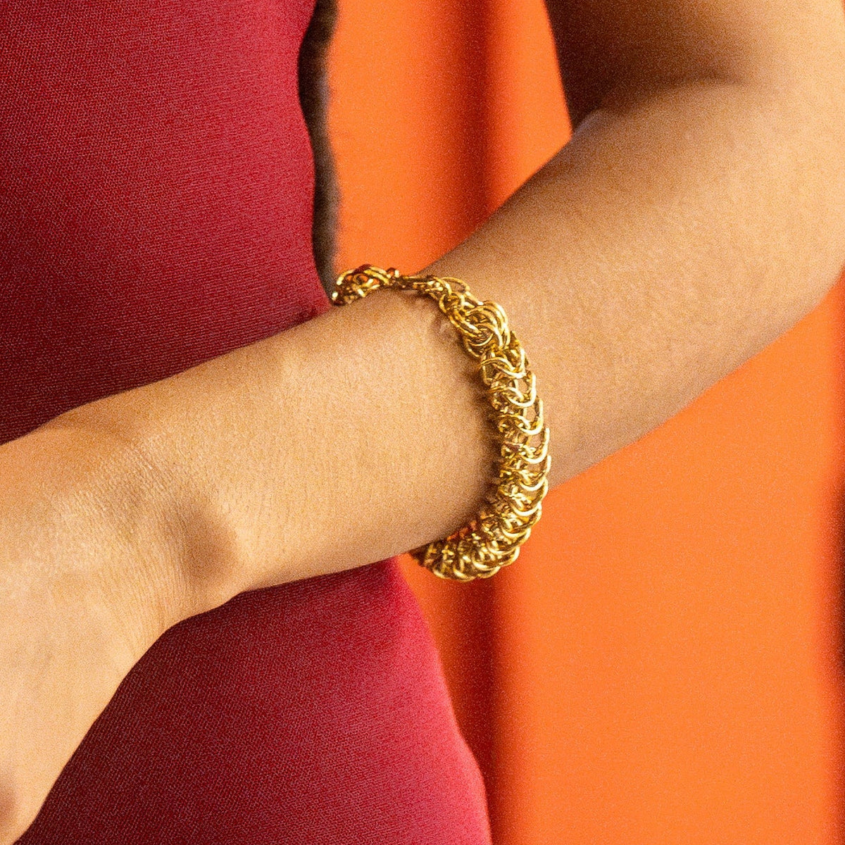 Bracelet Maille Tressée Doré