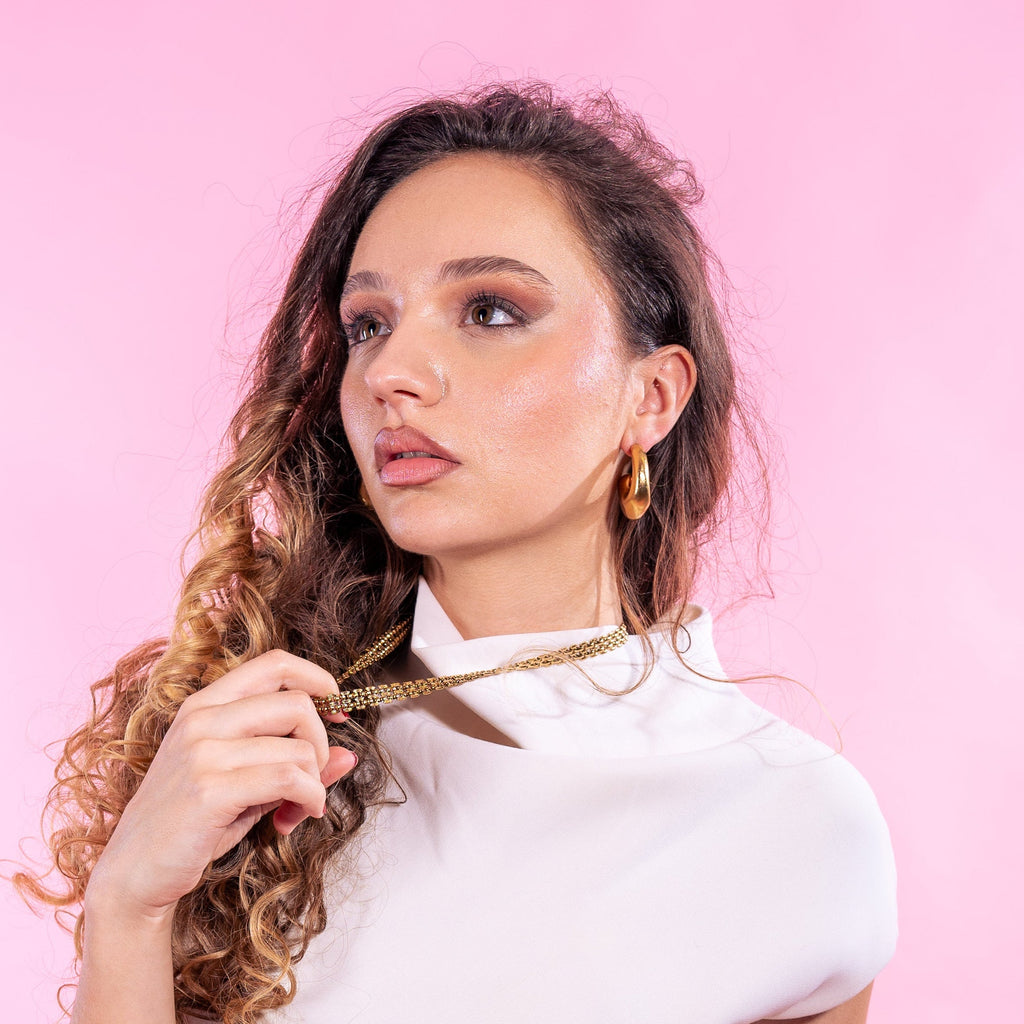 Collier Multirangs Mailles Dorées