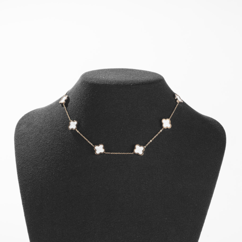 Collier Trèfles Blancs Doré