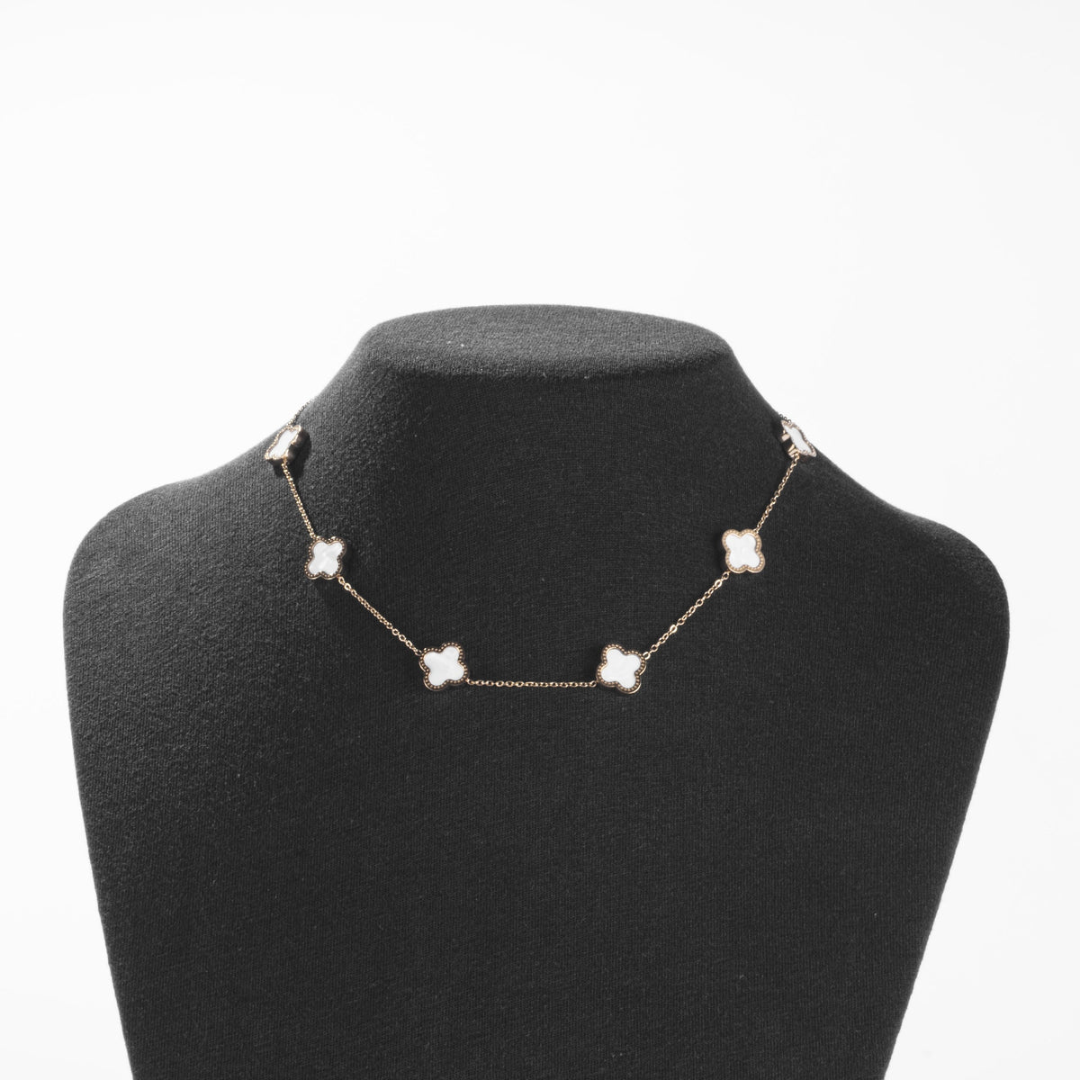 Collier Trèfles Blancs Doré