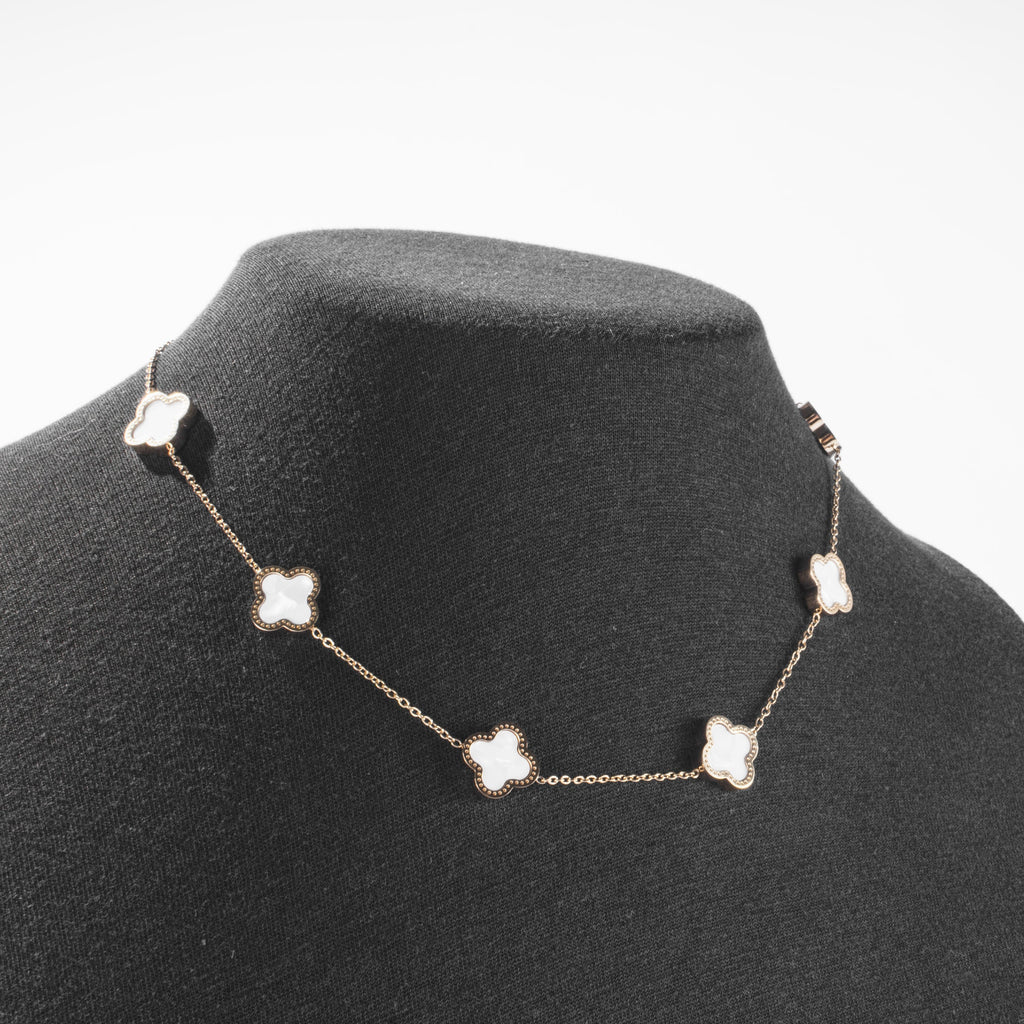 Collier Trèfles Blancs Doré