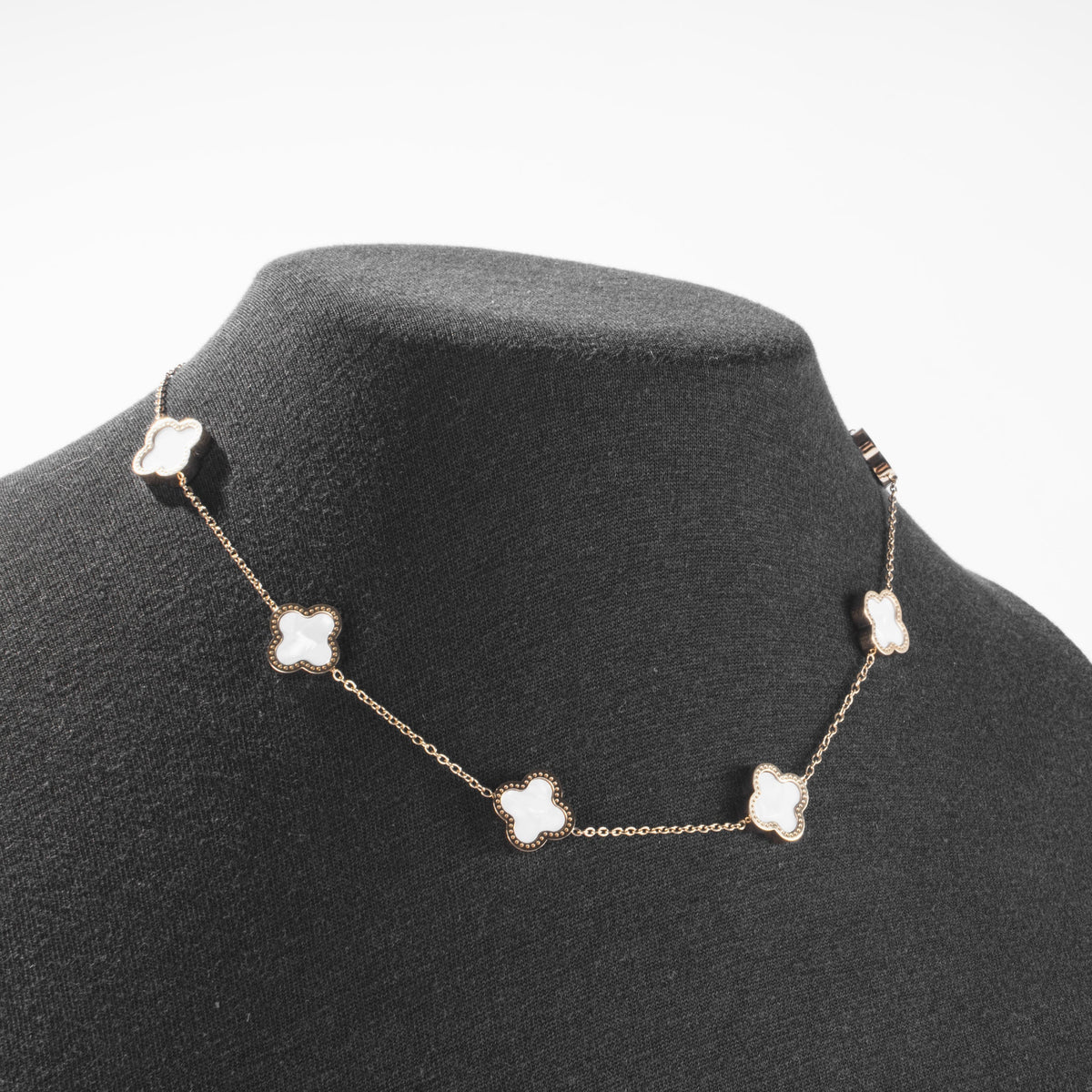 Collier Trèfles Blancs Doré