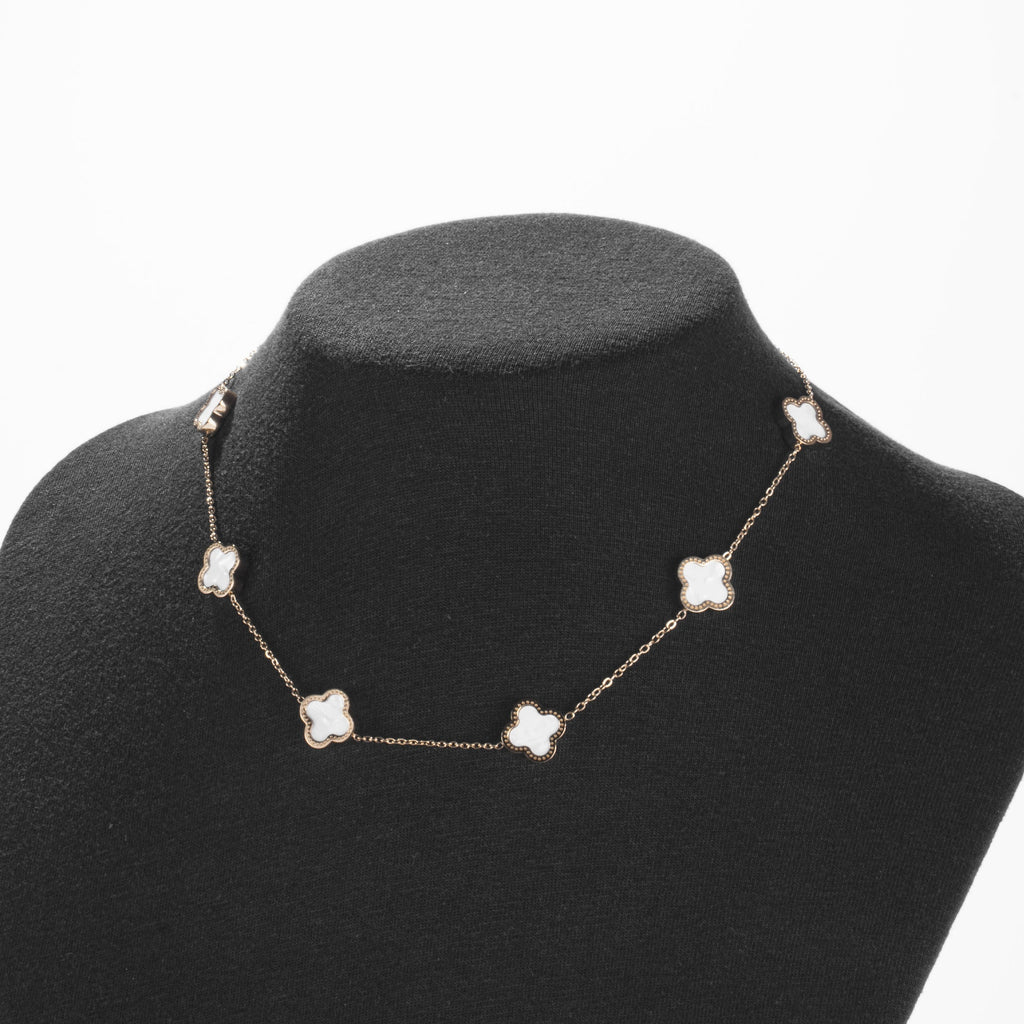 Collier Trèfles Blancs Doré