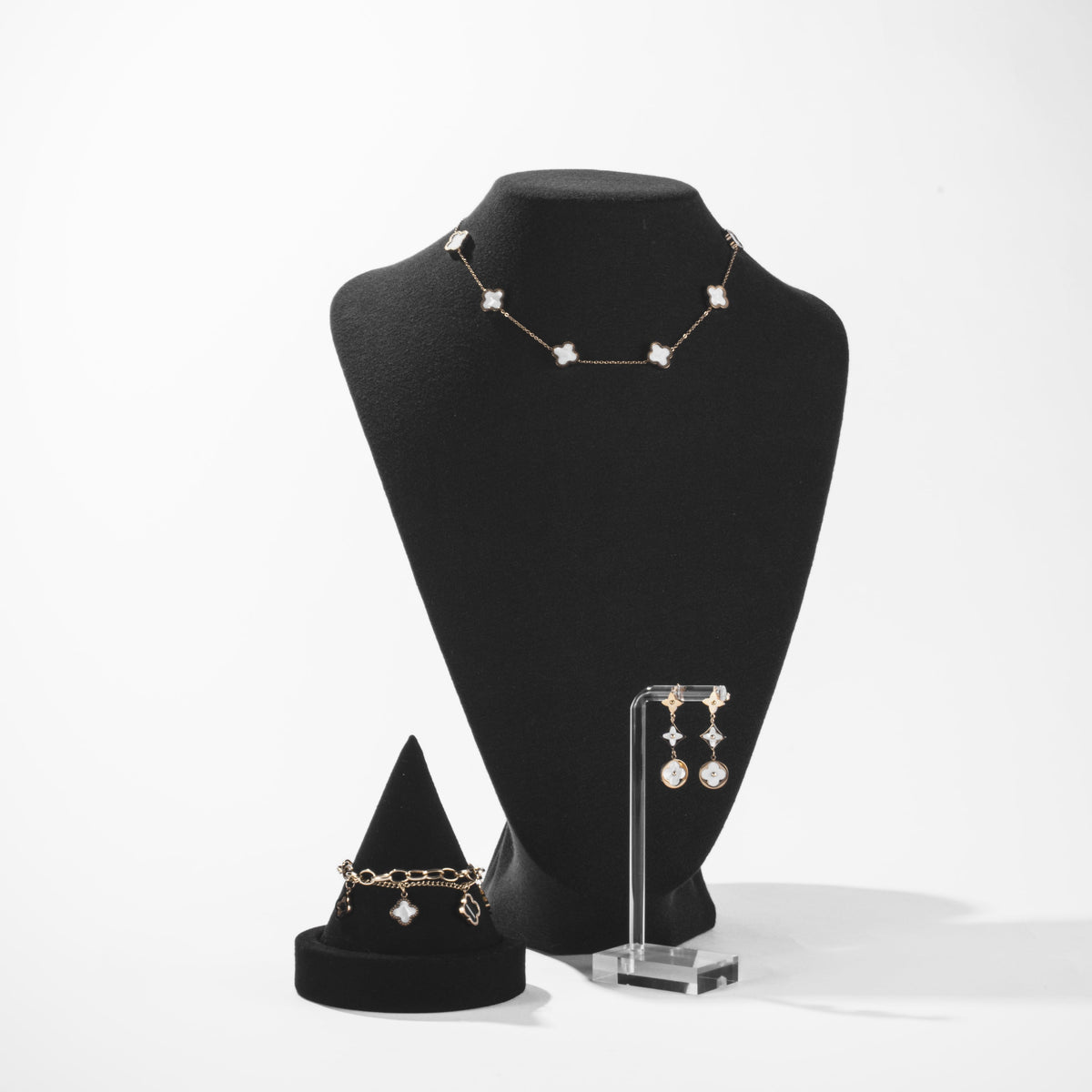 Collier Trèfles Blancs Doré