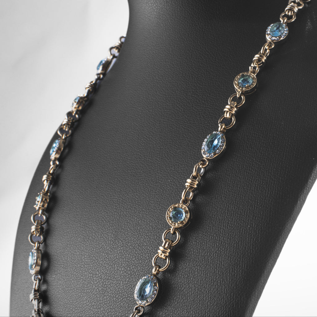 Collier Pierres Bleues Doré
