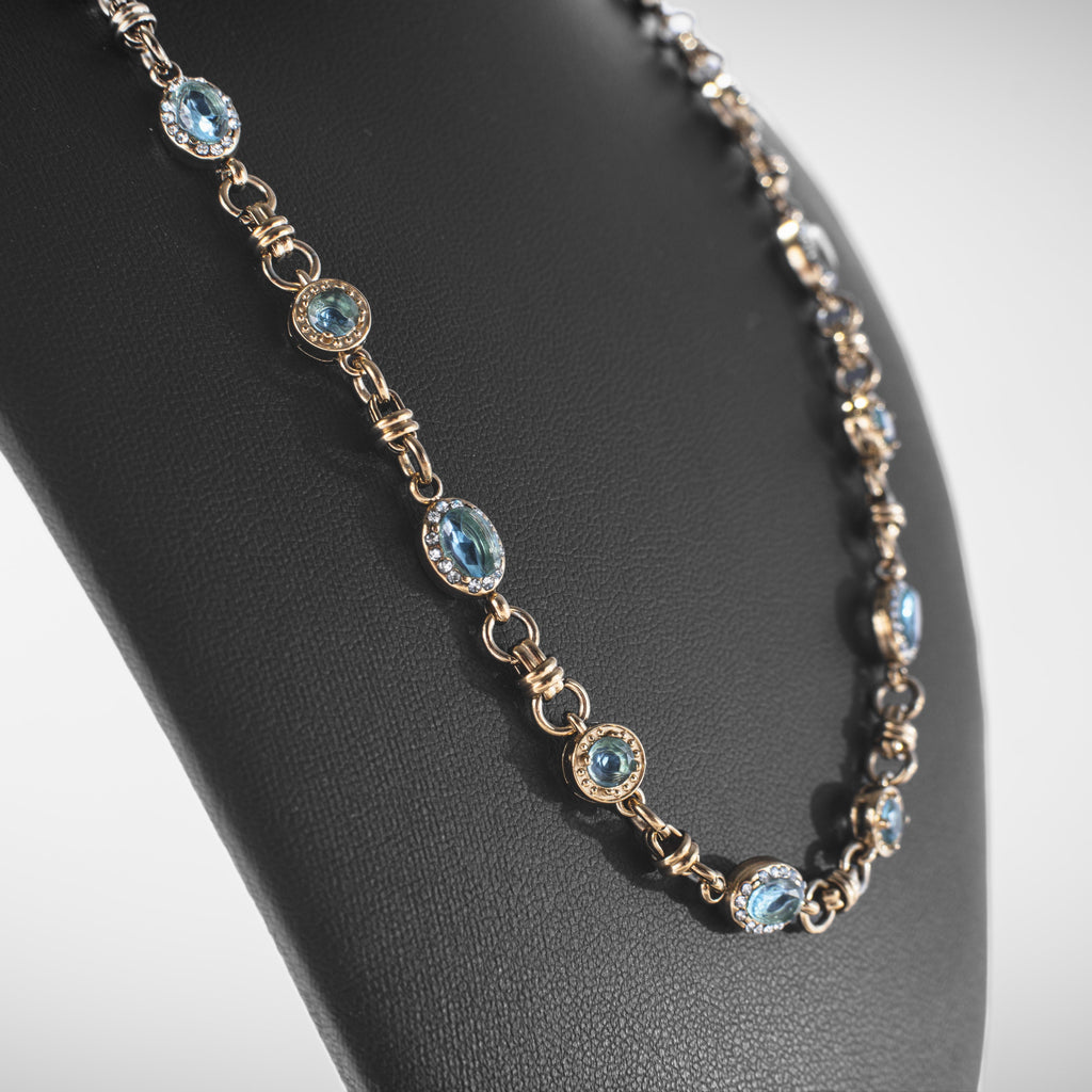 Collier Pierres Bleues Doré