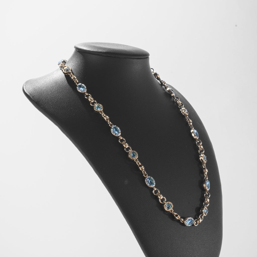 Collier Pierres Bleues Doré