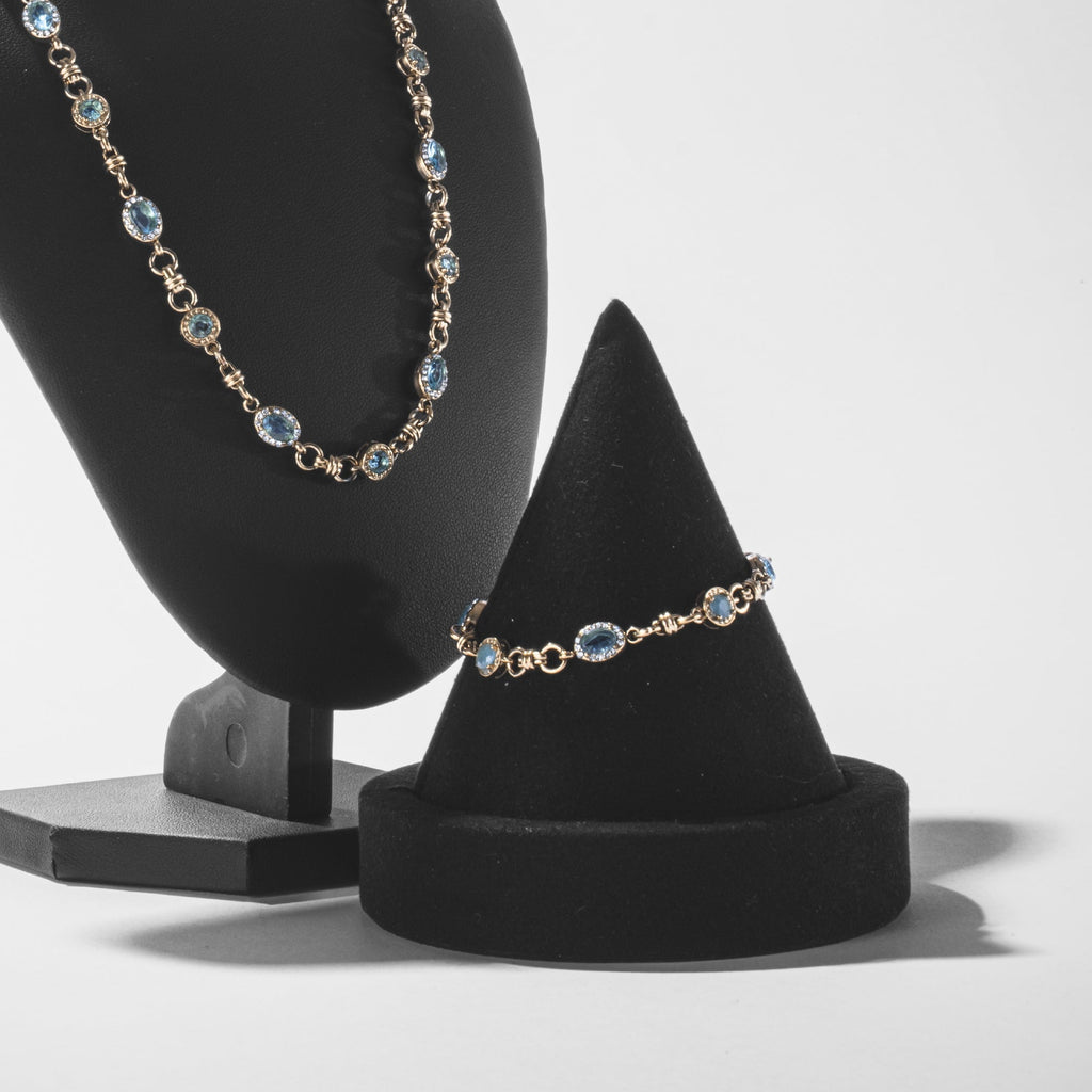 Collier Pierres Bleues Doré