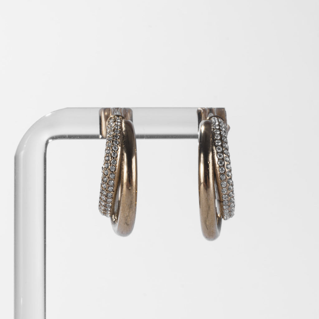 Boucles d’Oreilles Créoles Doubles Pavées Dorées