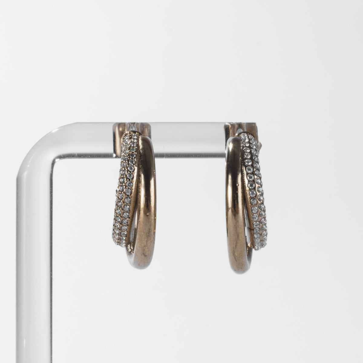 Boucles d’Oreilles Créoles Doubles Pavées Dorées