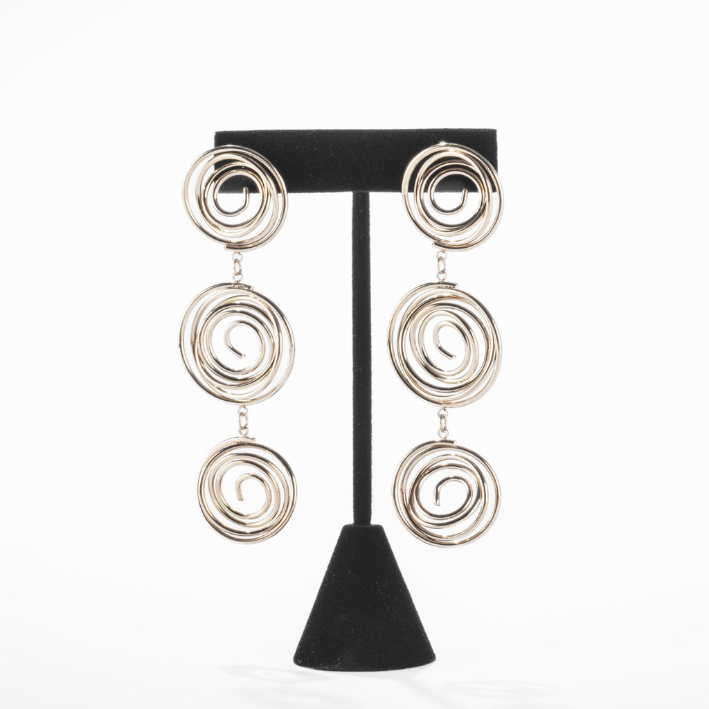 Boucles d’Oreilles Pendantes Spirales Dorées