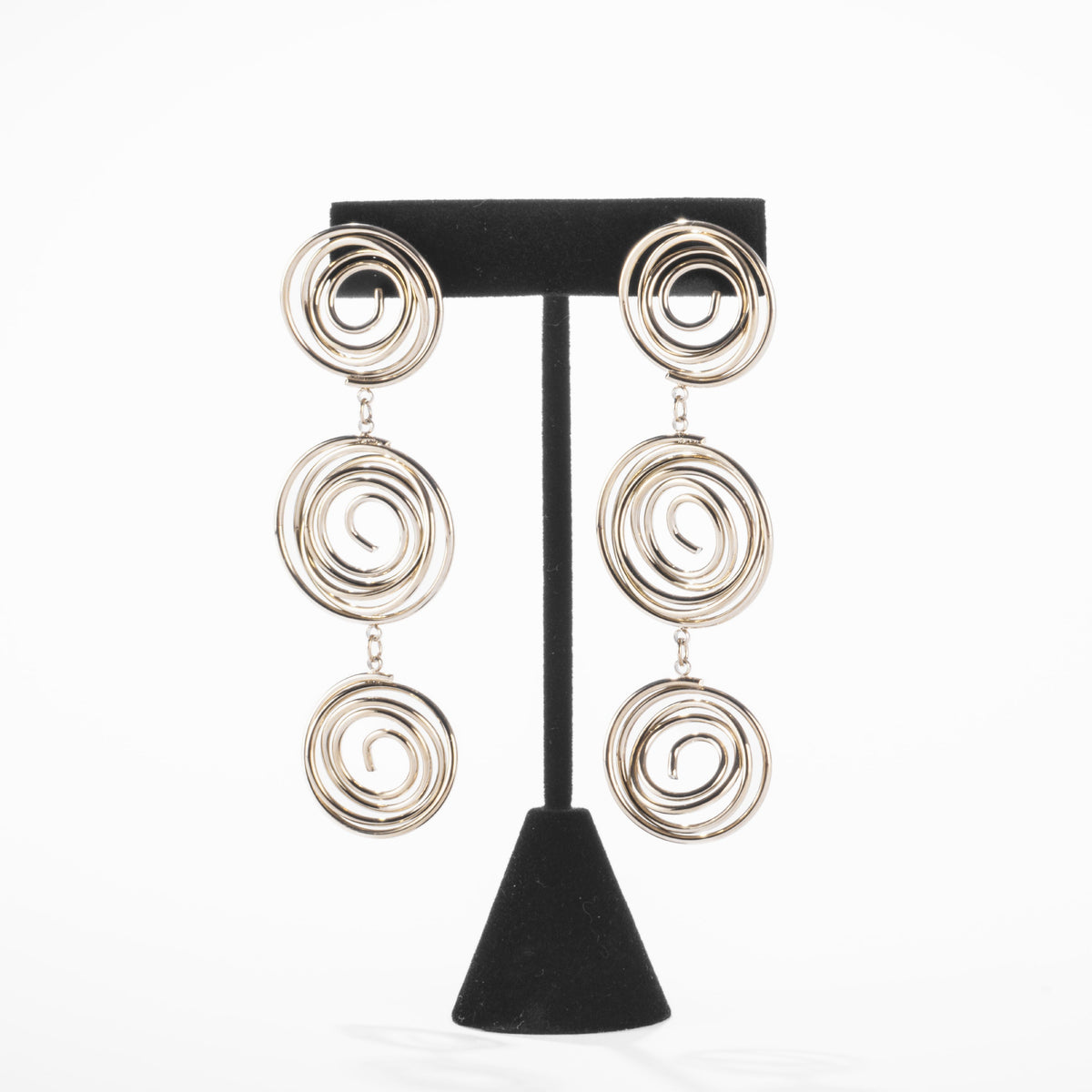 Boucles d’Oreilles Pendantes Spirales Dorées