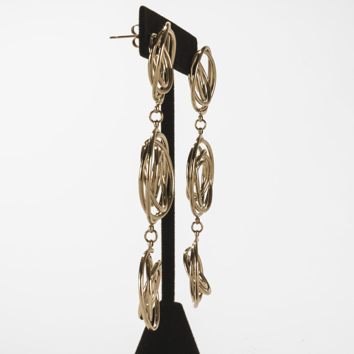 Boucles d’Oreilles Pendantes Spirales Dorées