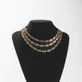 Collier Triple Rang Médaillons Martelés Doré