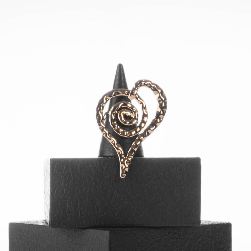 Bague Cœur Martelé Doré