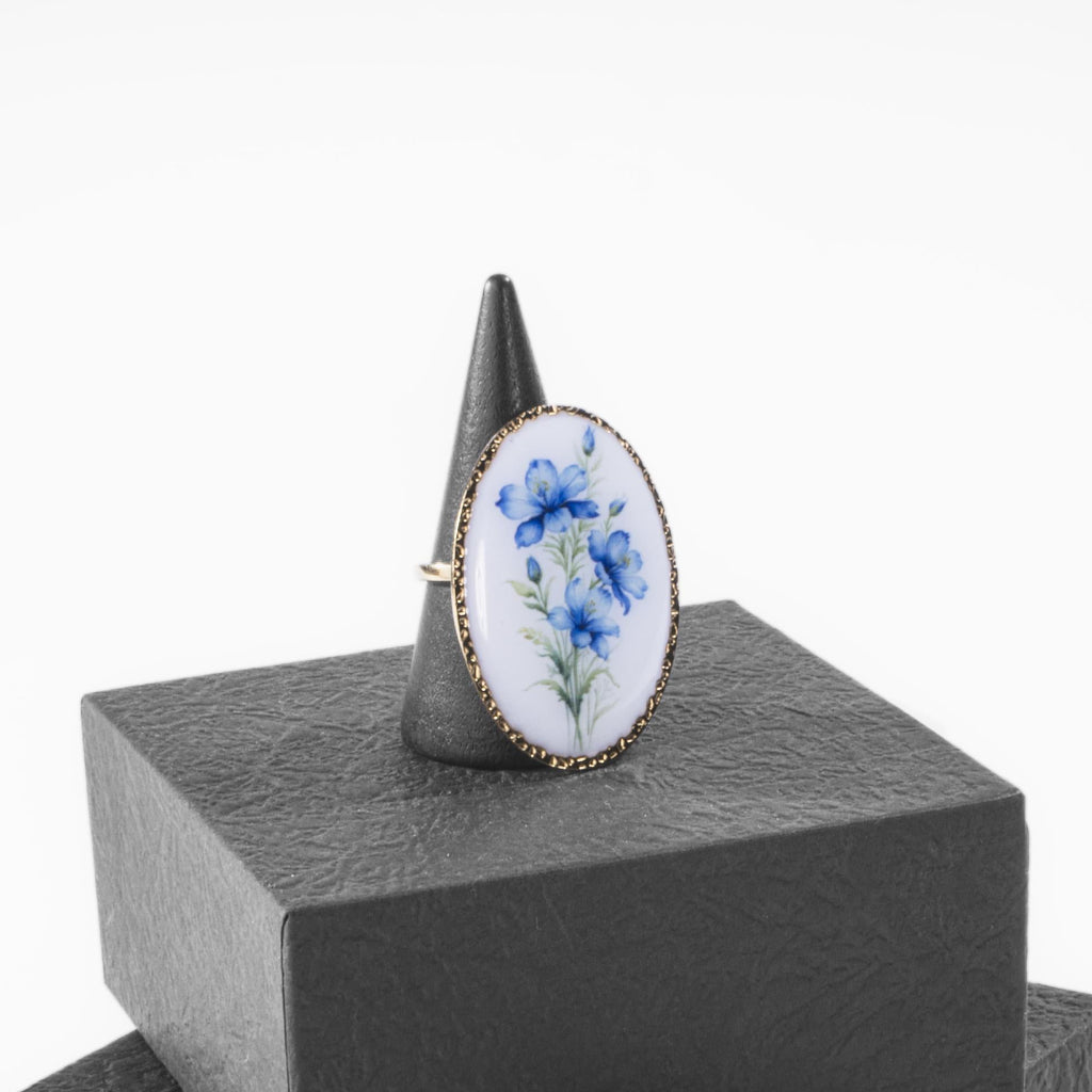 Bague Ovale Fleurie Dorée