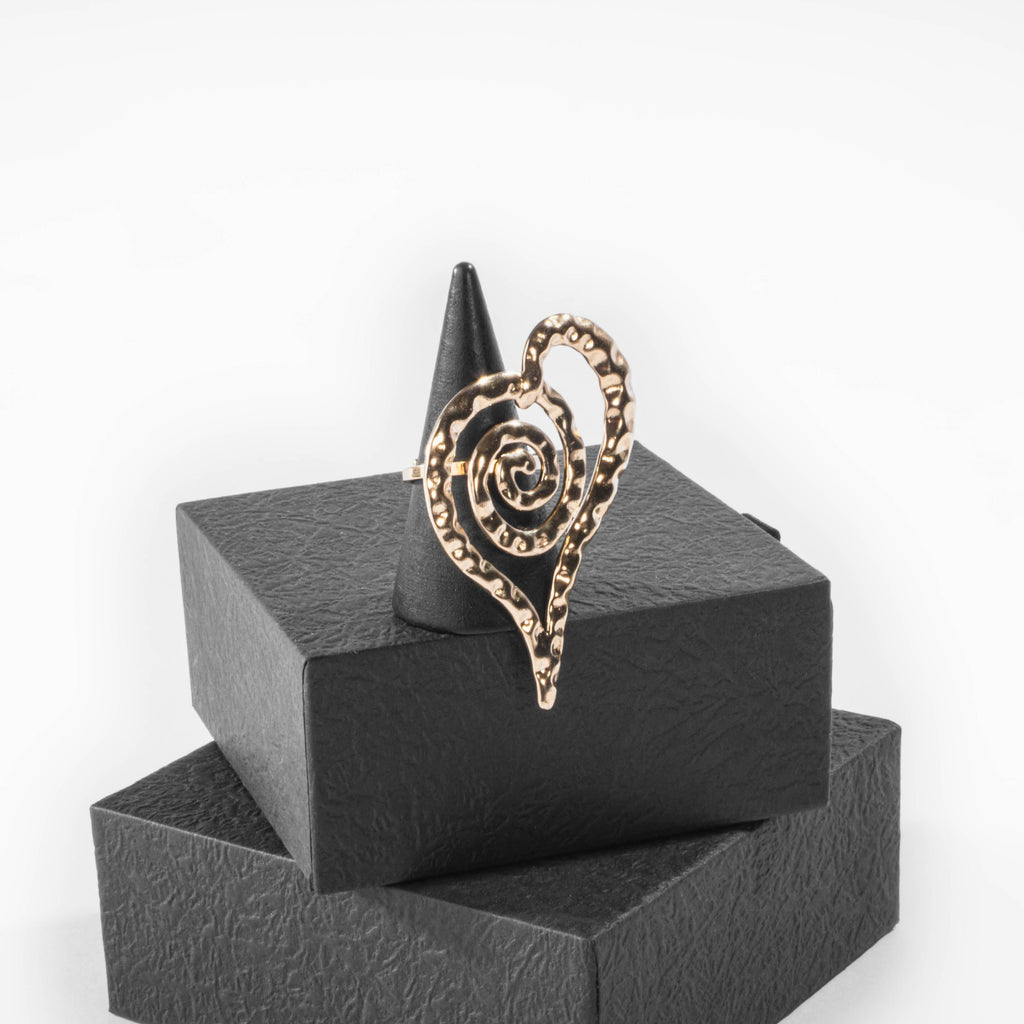 Bague Cœur Martelé Doré
