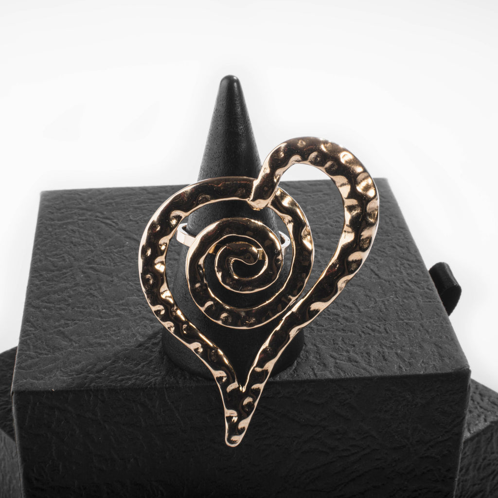 Bague Cœur Martelé Doré