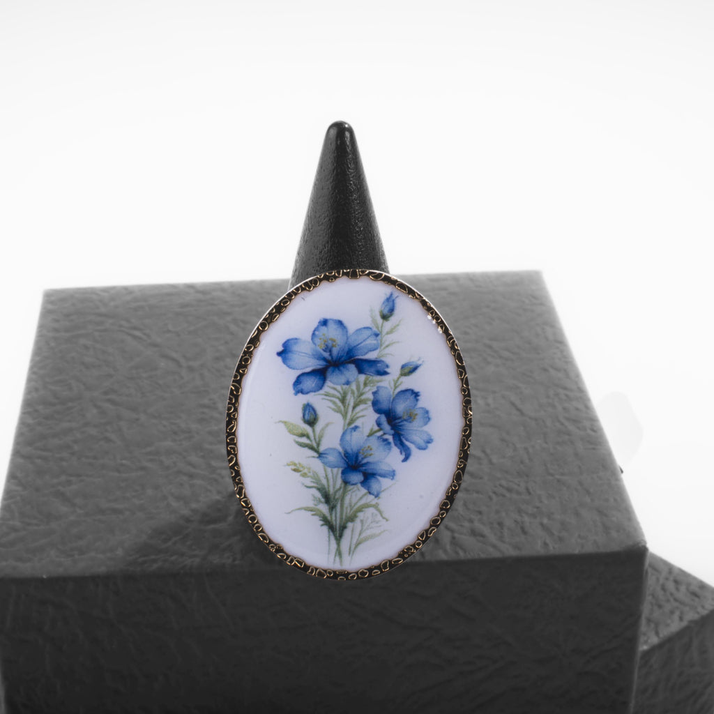 Bague Ovale Fleurie Dorée