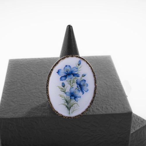 Bague Ovale Fleurie Dorée