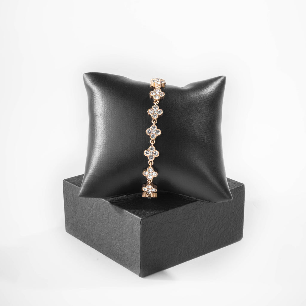 Bracelet Trèfles Pavés Doré