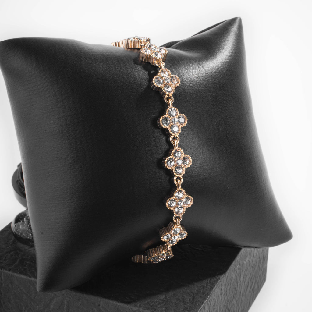Bracelet Trèfles Pavés Doré