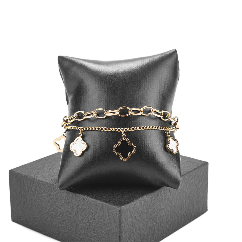 Bracelet Trèfles Blancs Doré