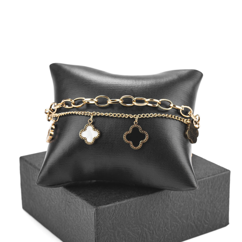 Bracelet Trèfles Blancs Doré