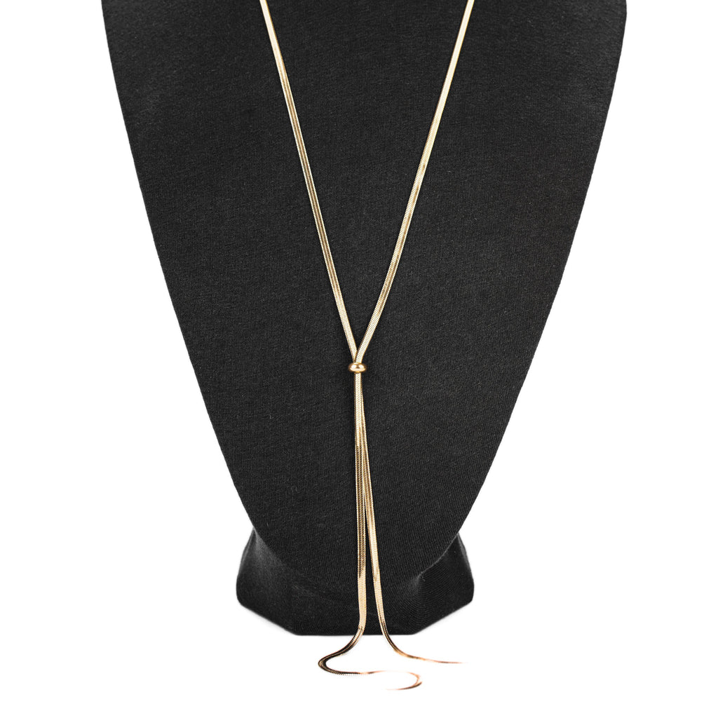 Collier sautoir doré multi-rangs à maille serpent ajustable