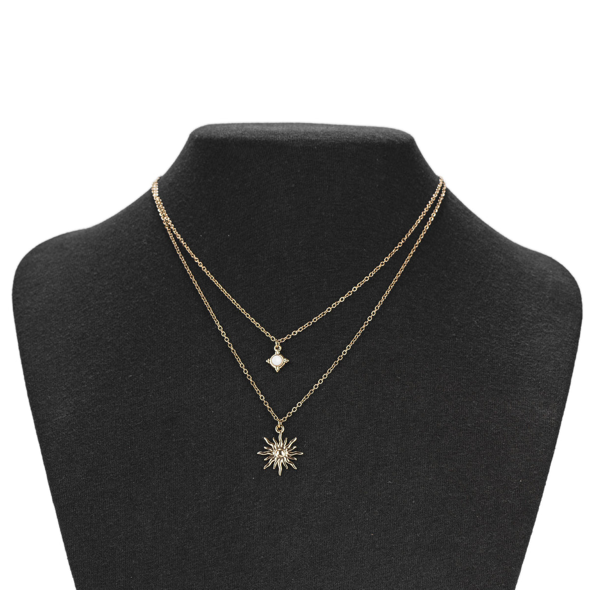 Collier double rang doré soleil et nacre